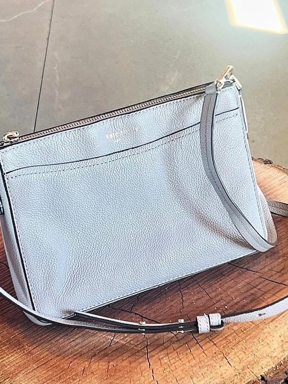 Kate Spade New York Leila Pebbled Leather Crossbody Bag Gray